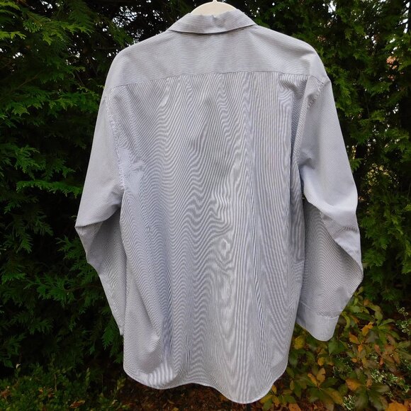 Elegant Gray Striped Button Down Shirt with Ladybug Details - Picture 3 of 3